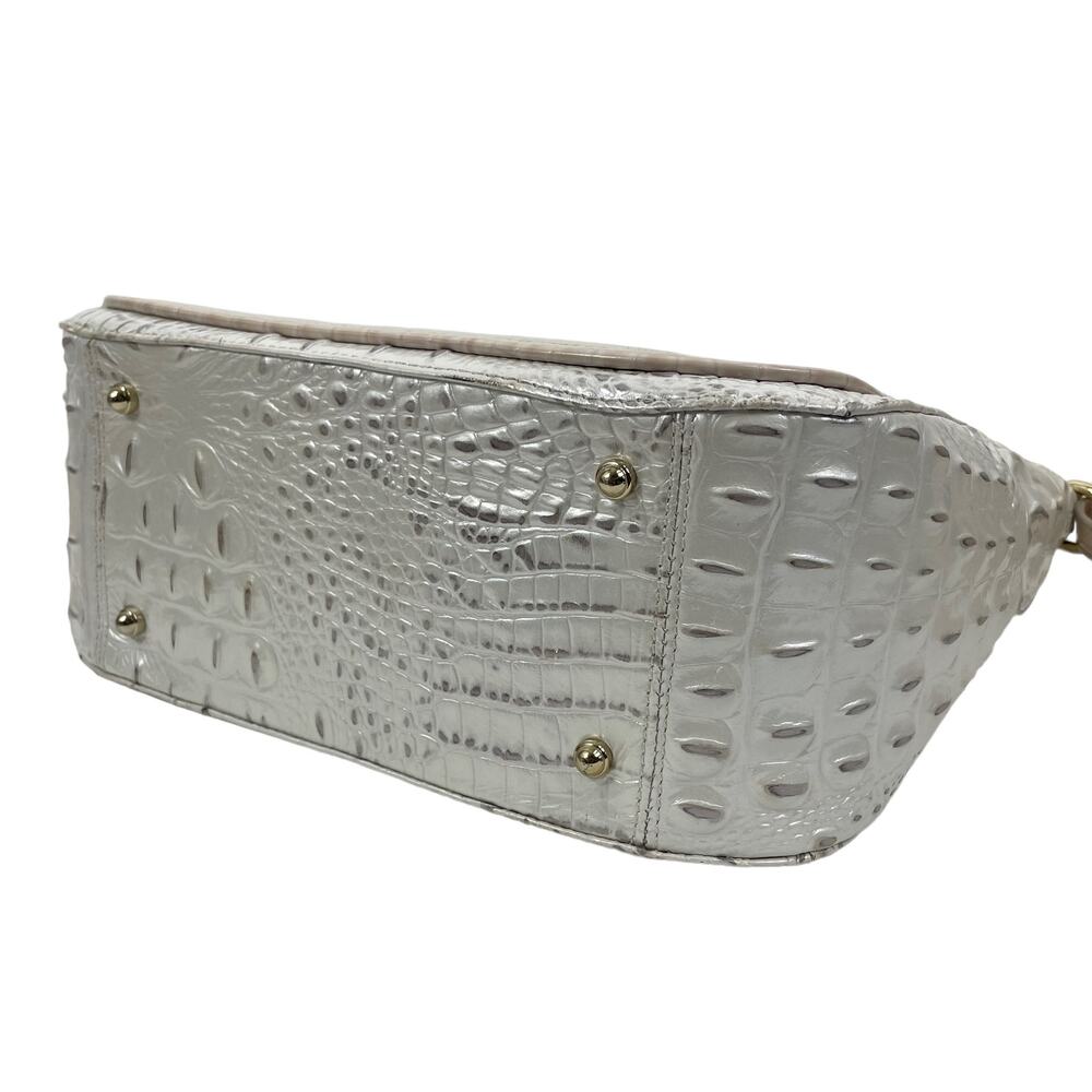 Brahmin Small Lena Satchel Bag Toasted Macaroon Macaroon Marais Leather - Picture 5 of 14